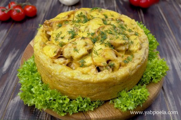 Картофельный пирог с грибами и курицей