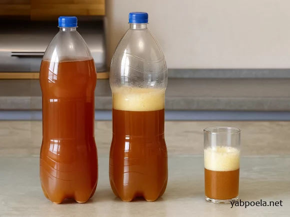Домашний ржаной квас с карамелью, изюмом и рисом