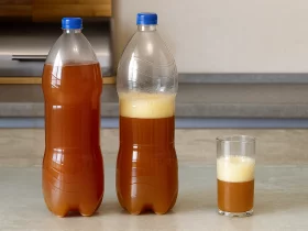 Домашний ржаной квас с карамелью, изюмом и рисом