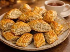 Хрустящее восточное печенье Гата из слоеного теста с орехами