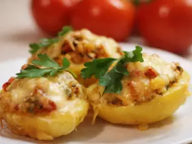 Картофель фаршированный курицей и сыром