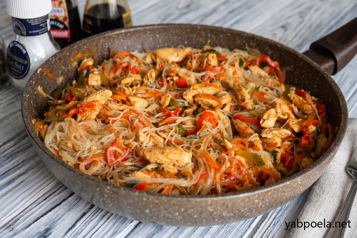 Фунчоза с курицей и овощами
