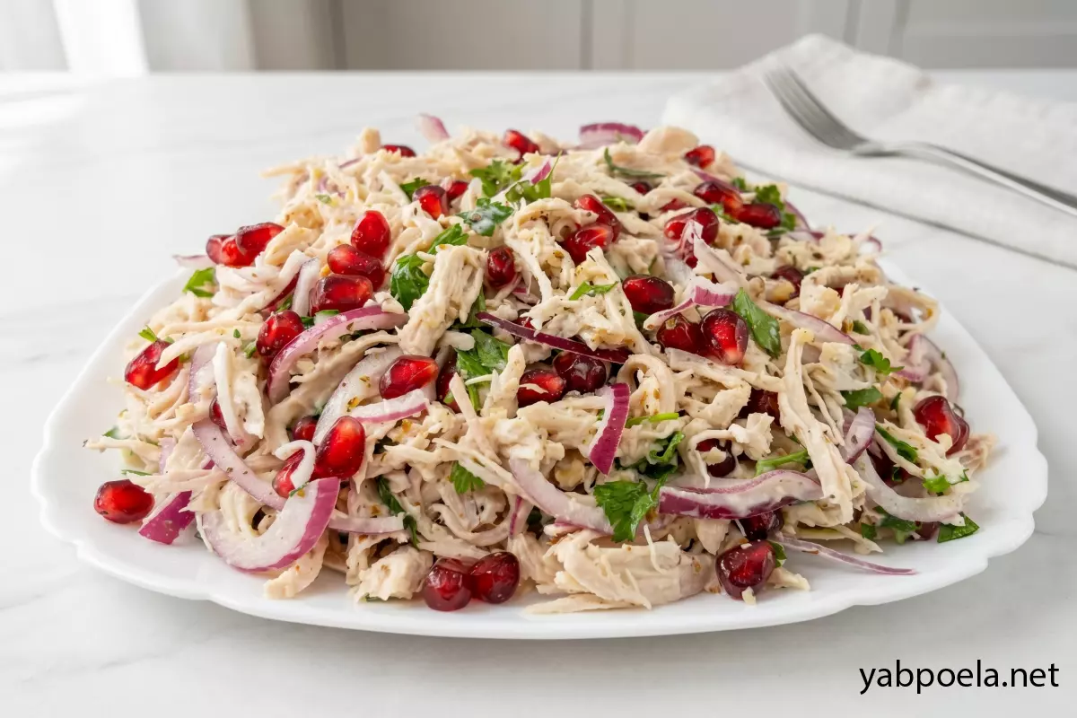 Салат с курицей, орехами и гранатом