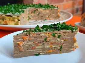 Нежный печеночный торт из куриной печени