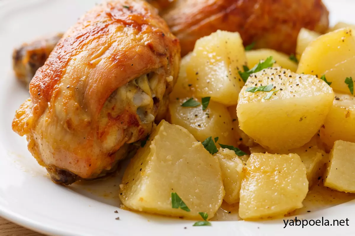 Сочная курица с картофелем в духовке