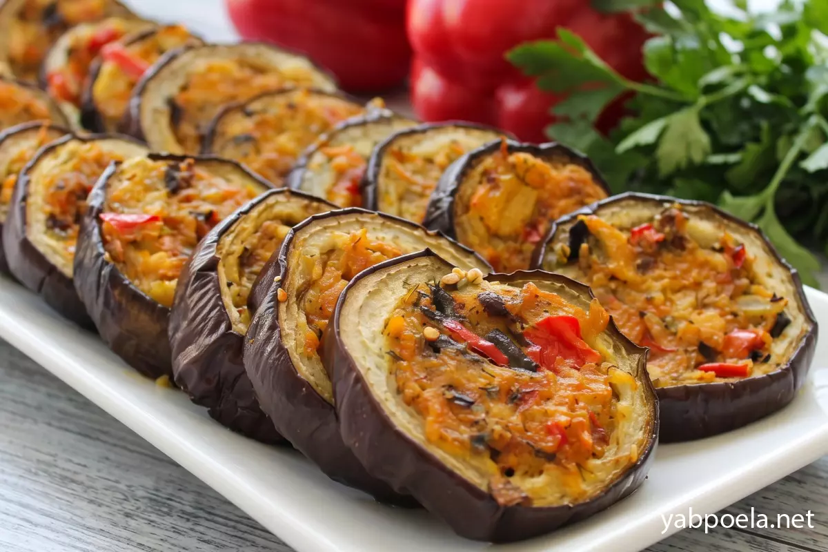 Фаршированные баклажаны грибами и овощами