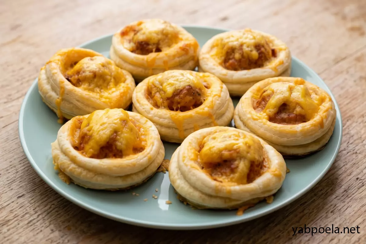 Мясные корзинки из слоеного теста с курицей и сыром